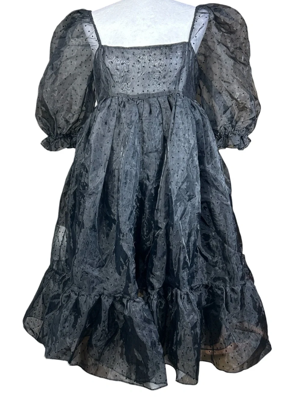 Selkie Caviar French Puff Dress L NWOT Organza Dark Romantic Whimsigoth Evening